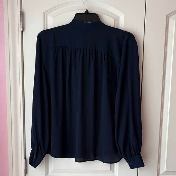 LOFT Navy Blue Tie Front Blouse Size XL - Picture 3 of 8